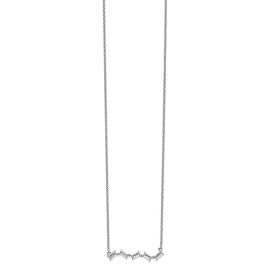 Cheryl M Sterling Silver Rhodium-plated Emerald-cut CZ Bar 18 Inch Necklace QCM1419-18
