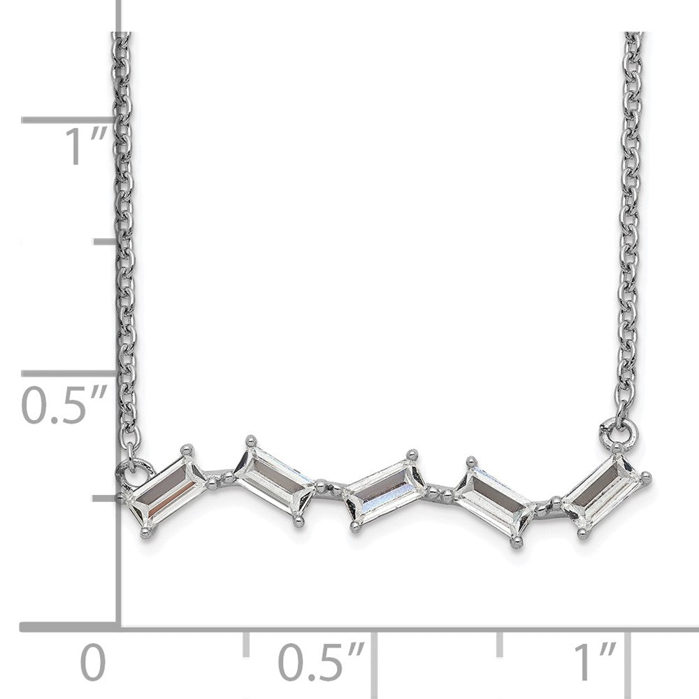 Cheryl M Sterling Silver Rhodium-plated Emerald-cut CZ Bar 18 Inch Necklace QCM1419-18