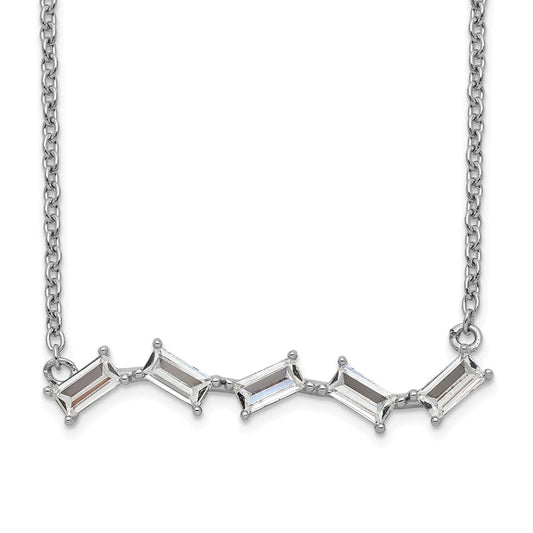 Cheryl M Sterling Silver Rhodium-plated Emerald-cut CZ Bar 18 Inch Necklace QCM1419-18