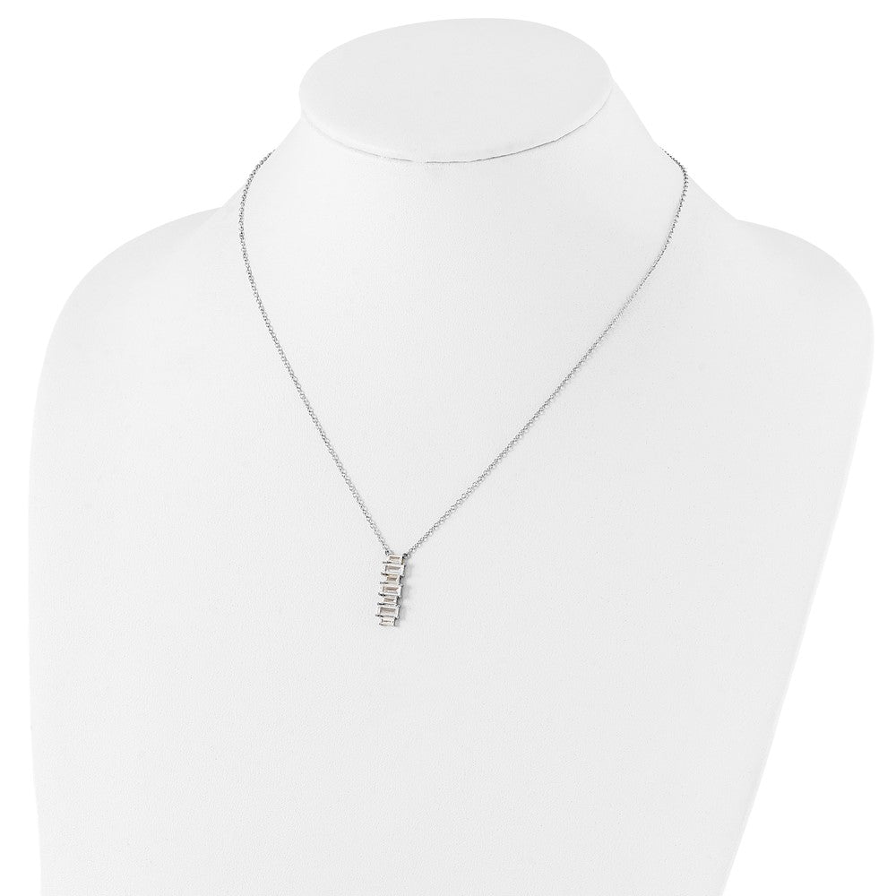 Cheryl M Sterling Silver Rhodium-plated Emerald-cut CZ Vertical Bar 18 Inch Necklace QCM1421-18