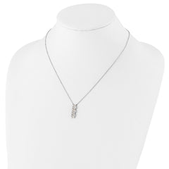 Cheryl M Sterling Silver Rhodium-plated Emerald-cut CZ Vertical Bar 18 Inch Necklace QCM1421-18