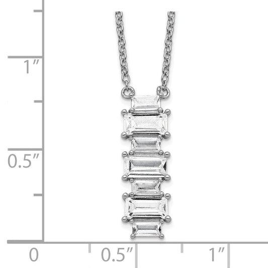 Cheryl M Sterling Silver Rhodium-plated Emerald-cut CZ Vertical Bar 18 Inch Necklace QCM1421-18