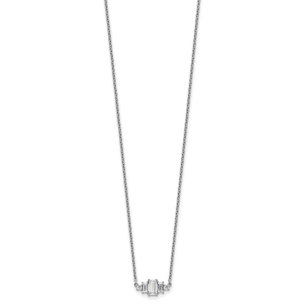 Cheryl M Sterling Silver Rhodium-plated Brilliant-cut and Emerald-cut Bar 18 Inch Necklace QCM1422-18