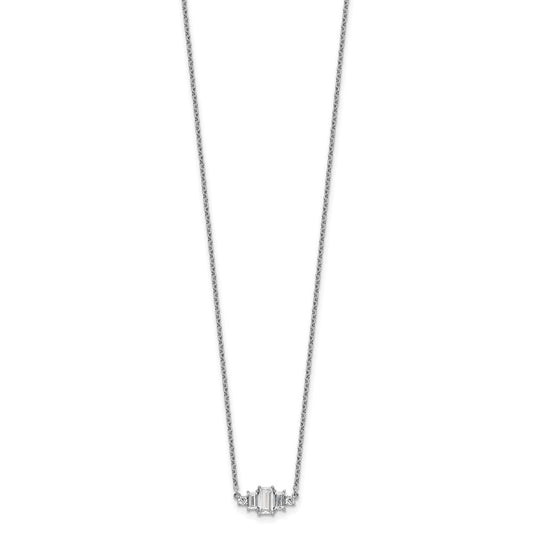 Cheryl M Sterling Silver Rhodium-plated Brilliant-cut and Emerald-cut Bar 18 Inch Necklace QCM1422-18