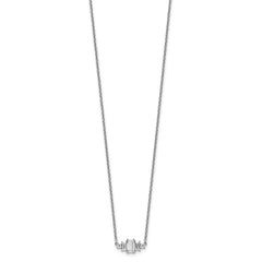 Cheryl M Sterling Silver Rhodium-plated Brilliant-cut and Emerald-cut Bar 18 Inch Necklace QCM1422-18