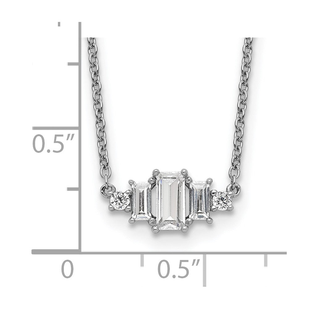 Cheryl M Sterling Silver Rhodium-plated Brilliant-cut and Emerald-cut Bar 18 Inch Necklace QCM1422-18