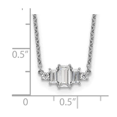 Cheryl M Sterling Silver Rhodium-plated Brilliant-cut and Emerald-cut Bar 18 Inch Necklace QCM1422-18
