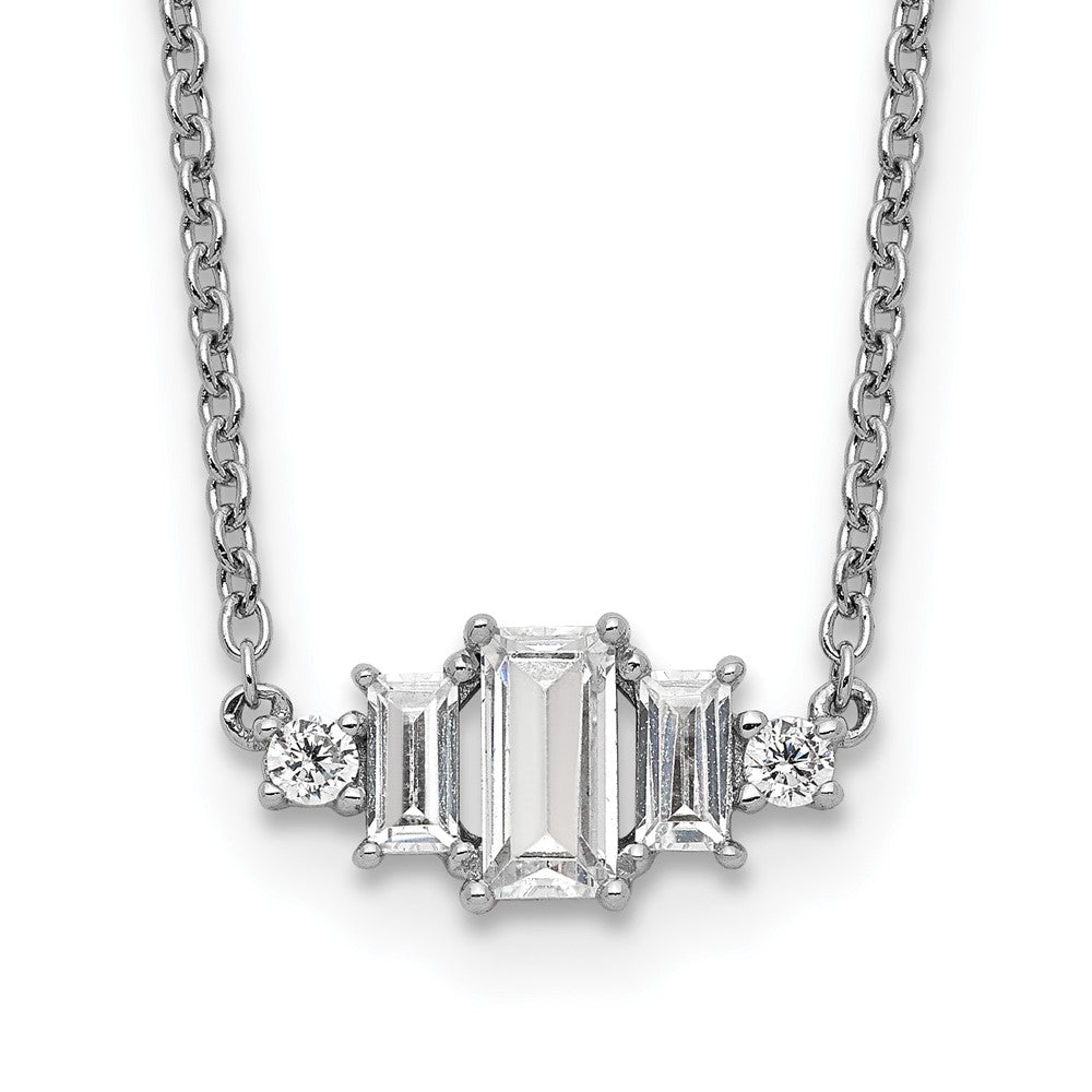 Cheryl M Sterling Silver Rhodium-plated Brilliant-cut and Emerald-cut Bar 18 Inch Necklace QCM1422-18