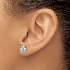QCM1427 Cheryl M Sterling Silver Rhodium-plated Brilliant-cut Marquise-cut and Baguette-cut CZ Post Earrings