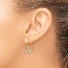 QCM1428 Cheryl M Sterling Silver Gold-plated Brilliant-cut CZ Heart Dangle Earrings