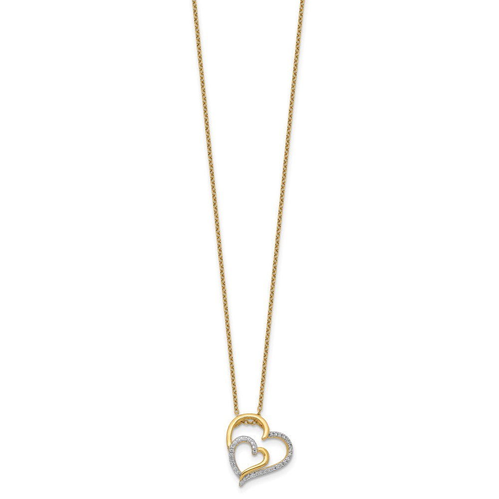 Cheryl M Sterling Silver Gold-plated Brilliant-cut CZ Fancy Double Heart 18 Inch Necklace QCM1429-18