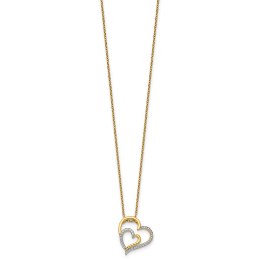 Cheryl M Sterling Silver Gold-plated Brilliant-cut CZ Fancy Double Heart 18 Inch Necklace QCM1429-18