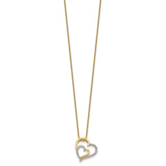 Cheryl M Sterling Silver Gold-plated Brilliant-cut CZ Fancy Double Heart 18 Inch Necklace QCM1429-18