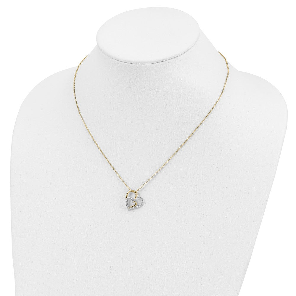 Cheryl M Sterling Silver Gold-plated Brilliant-cut CZ Fancy Double Heart 18 Inch Necklace QCM1429-18