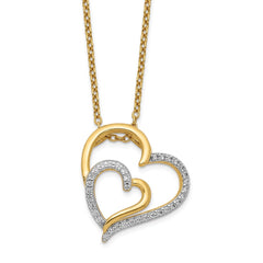 Cheryl M Sterling Silver Gold-plated Brilliant-cut CZ Fancy Double Heart 18 Inch Necklace QCM1429-18