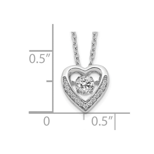 Cheryl M Sterling Silver Rhodium-plated Brilliant-cut Vibrant CZ Heart 18 Inch Necklace QCM1430-18
