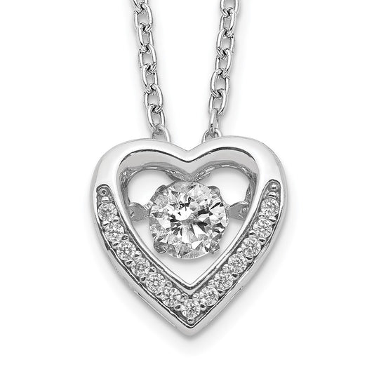 Cheryl M Sterling Silver Rhodium-plated Brilliant-cut Vibrant CZ Heart 18 Inch Necklace QCM1430-18