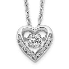 Cheryl M Sterling Silver Rhodium-plated Brilliant-cut Vibrant CZ Heart 18 Inch Necklace QCM1430-18
