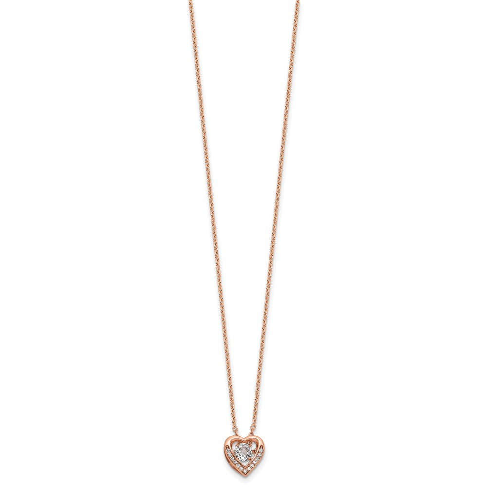 Cheryl M Sterling Silver Rose Gold-plated Polished Vibrant CZ Heart Necklace QCM1430P-18