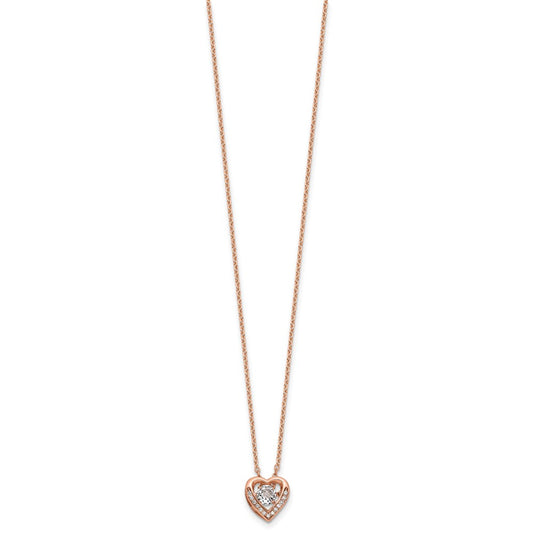 Cheryl M Sterling Silver Rose Gold-plated Polished Vibrant CZ Heart Necklace QCM1430P-18
