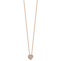 Cheryl M Sterling Silver Rose Gold-plated Polished Vibrant CZ Heart Necklace QCM1430P-18