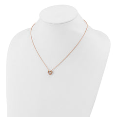 Cheryl M Sterling Silver Rose Gold-plated Polished Vibrant CZ Heart Necklace QCM1430P-18