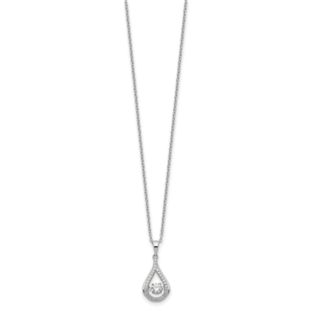 Cheryl M Sterling Silver Rhodium-plated Brilliant-cut Vibrant CZ Teardrop 18 Inch Necklace QCM1431-18
