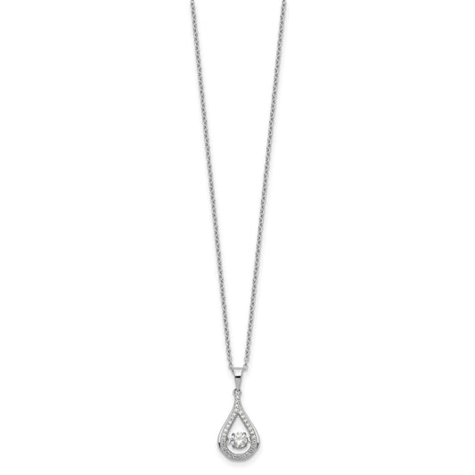 Cheryl M Sterling Silver Rhodium-plated Brilliant-cut Vibrant CZ Teardrop 18 Inch Necklace QCM1431-18