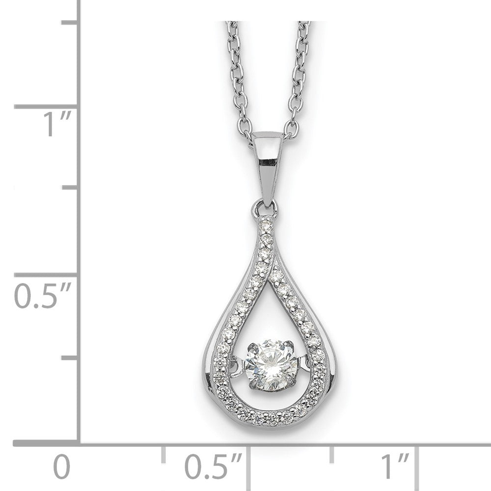 Cheryl M Sterling Silver Rhodium-plated Brilliant-cut Vibrant CZ Teardrop 18 Inch Necklace QCM1431-18