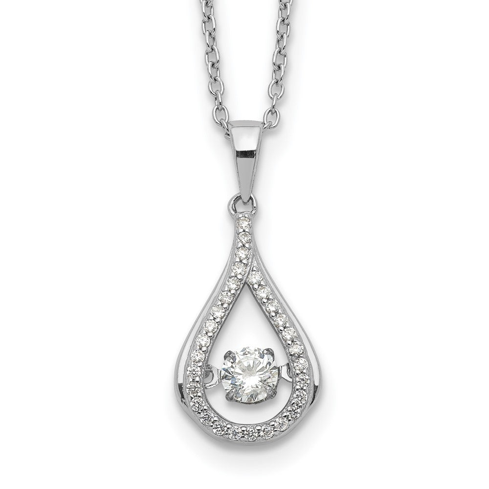Cheryl M Sterling Silver Rhodium-plated Brilliant-cut Vibrant CZ Teardrop 18 Inch Necklace QCM1431-18