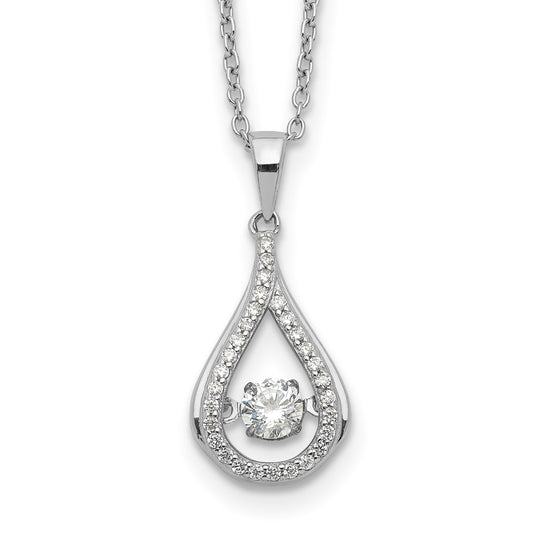 Cheryl M Sterling Silver Rhodium-plated Brilliant-cut Vibrant CZ Teardrop 18 Inch Necklace QCM1431-18
