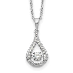 Cheryl M Sterling Silver Rhodium-plated Brilliant-cut Vibrant CZ Teardrop 18 Inch Necklace QCM1431-18