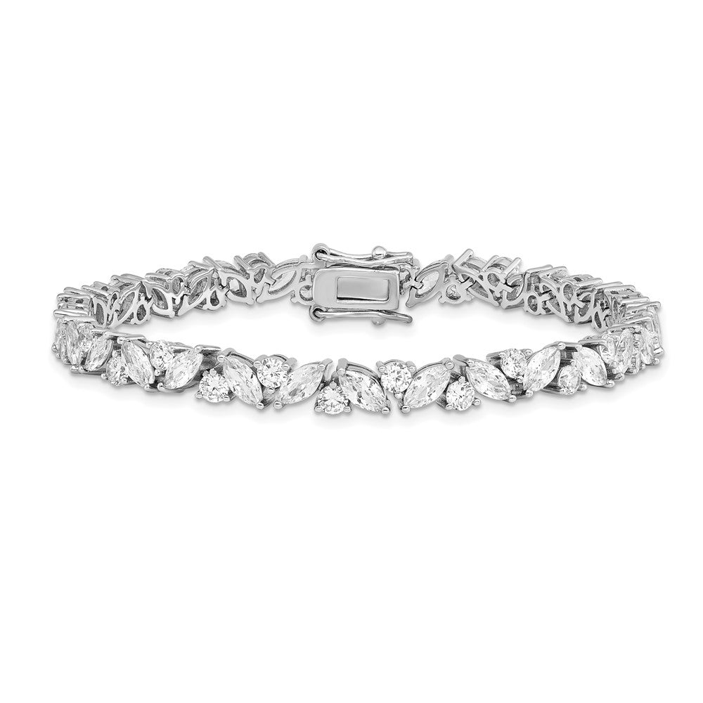 Cheryl M Sterling Silver Rhodium-plated Fancy Brilliant-cut and Marquise-cut CZ 7.25 Inch Bracelet QCM1443-7.25