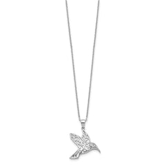 Cheryl M Sterling Silver Rhodium-plated Filigree Brilliant-cut CZ Hummingbird 18 Inch Necklace QCM1446-18