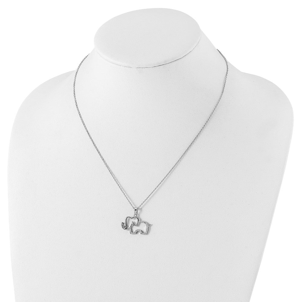 Cheryl M Sterling Silver Rhodium Plated Brilliant-cut CZ Elephant 18.25 Inch Necklace QCM1448-18.25