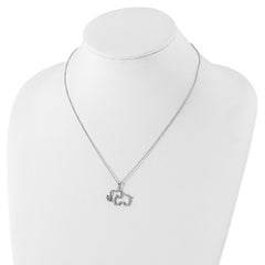 Cheryl M Sterling Silver Rhodium Plated Brilliant-cut CZ Elephant 18.25 Inch Necklace QCM1448-18.25