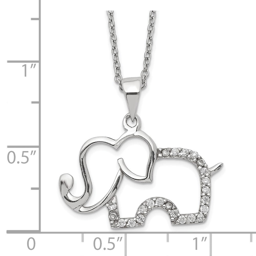 Cheryl M Sterling Silver Rhodium Plated Brilliant-cut CZ Elephant 18.25 Inch Necklace QCM1448-18.25