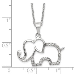 Cheryl M Sterling Silver Rhodium Plated Brilliant-cut CZ Elephant 18.25 Inch Necklace QCM1448-18.25