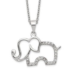 Cheryl M Sterling Silver Rhodium Plated Brilliant-cut CZ Elephant 18.25 Inch Necklace QCM1448-18.25