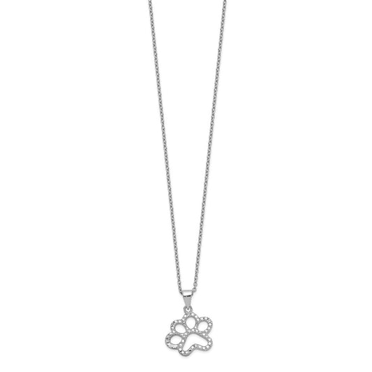 Cheryl M Sterling Silver Rhodium-plated Brilliant-cut CZ Paw 18.25 Inch Necklace QCM1453-18.25