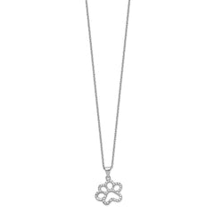 Cheryl M Sterling Silver Rhodium-plated Brilliant-cut CZ Paw 18.25 Inch Necklace QCM1453-18.25