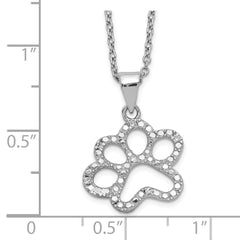 Cheryl M Sterling Silver Rhodium-plated Brilliant-cut CZ Paw 18.25 Inch Necklace QCM1453-18.25