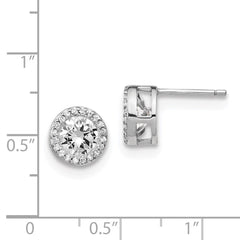 QCM1454 Cheryl M Sterling Silver Rhodium-plated Brilliant-cut CZ Halo Post Earrings