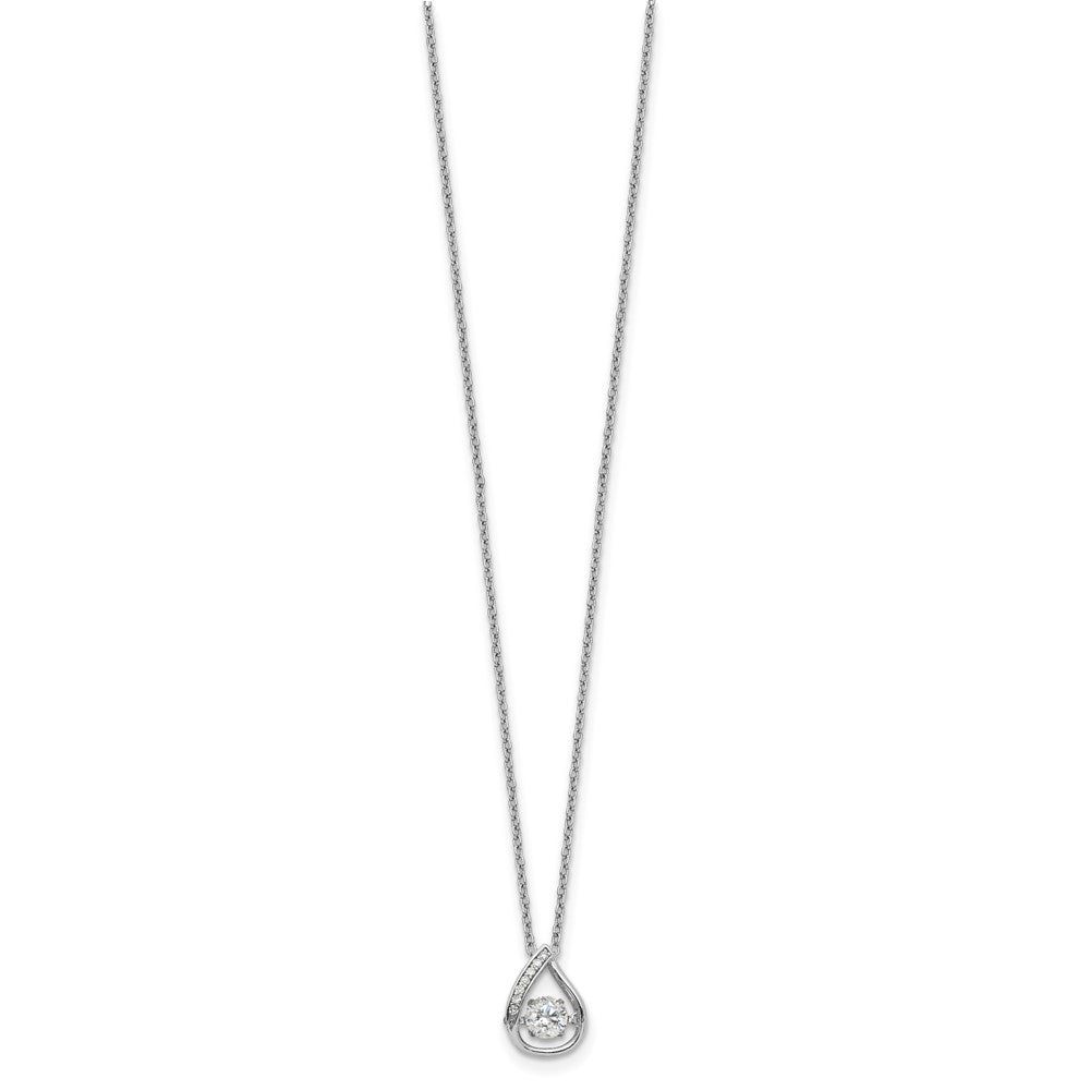 Cheryl M Sterling Silver Rhodium-plated Brilliant-cut Vibrant CZ Teardrop 18 Inch Necklace QCM1455-18