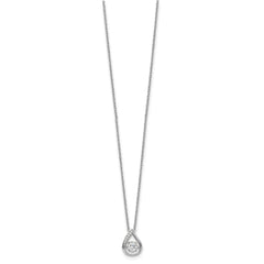 Cheryl M Sterling Silver Rhodium-plated Brilliant-cut Vibrant CZ Teardrop 18 Inch Necklace QCM1455-18