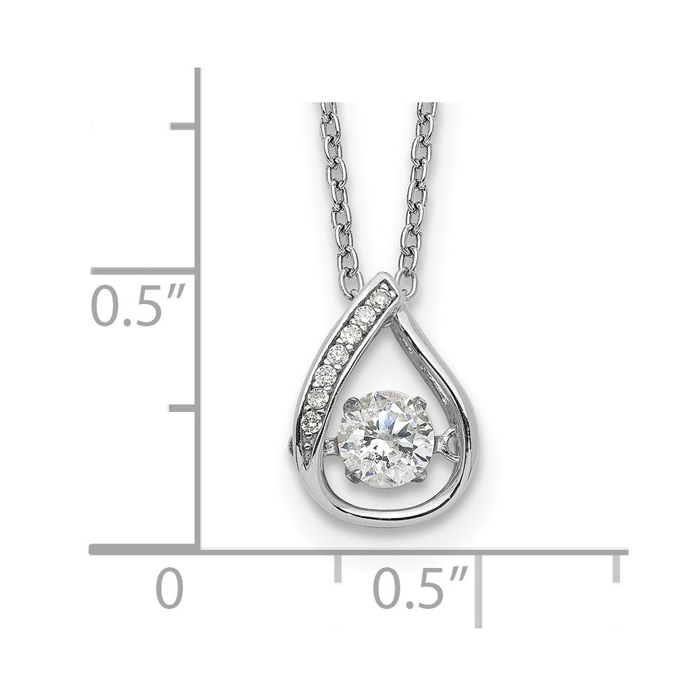Cheryl M Sterling Silver Rhodium-plated Brilliant-cut Vibrant CZ Teardrop 18 Inch Necklace QCM1455-18