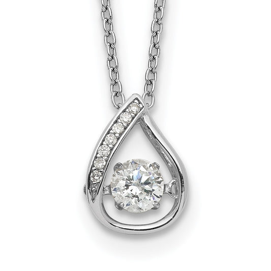Cheryl M Sterling Silver Rhodium-plated Brilliant-cut Vibrant CZ Teardrop 18 Inch Necklace QCM1455-18
