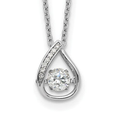 Cheryl M Sterling Silver Rhodium-plated Brilliant-cut Vibrant CZ Teardrop 18 Inch Necklace QCM1455-18