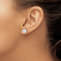 QCM1476 Cheryl M Sterling Silver Rhodium-plated Brilliant-cut CZ Stud Post Earrings