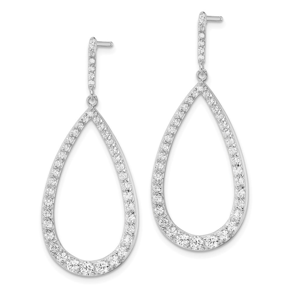 QCM1477 Cheryl M Sterling Silver Rhodium-plated Brilliant-cut CZ Open Pear Shape Post Dangle Earrings